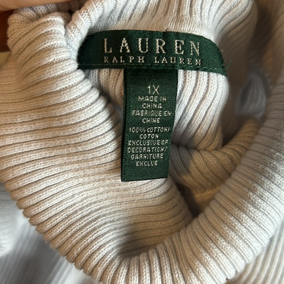 Ralph Lauren Silver White Ribbed Turtleneck Sweater - 1X - Picture 5 of 5